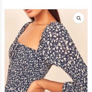 Reformation Loulou Navy Floral Mini Dress Size XS